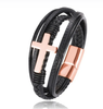 Stellar Cross Leather Bracelet